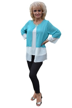 Vesta dama Sonia din piele intoarsa cu insertii de blanita ,D&J Exclusive, Alb/Turcoaz Vesta dama Sonia din piele intoarsa cu insertii de blanita ,D&J Exclusive, Alb/Turcoaz