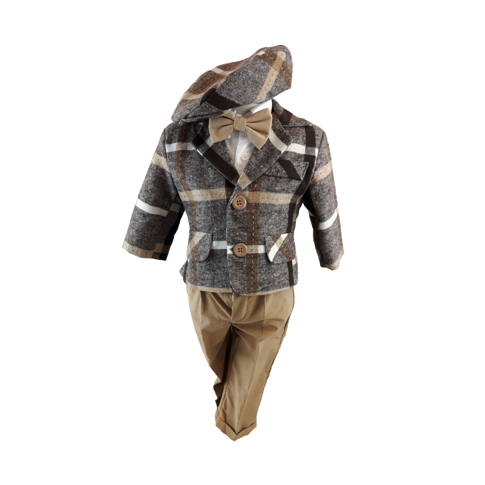 Costum botez cinci piese, multicolor, varsta 6-9 luni