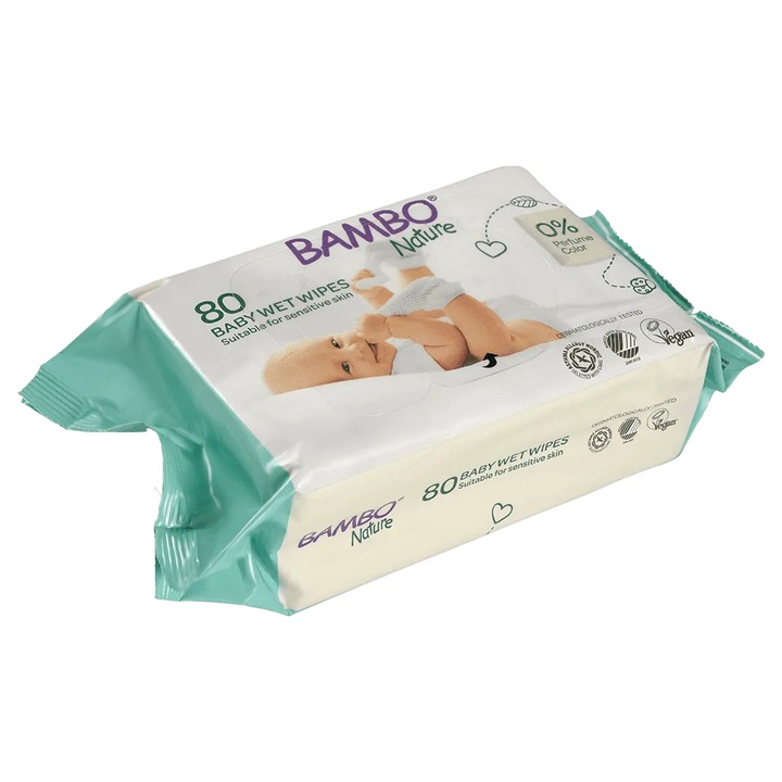 Servetele umede Ecologice Bambo Nature, 80 bucati