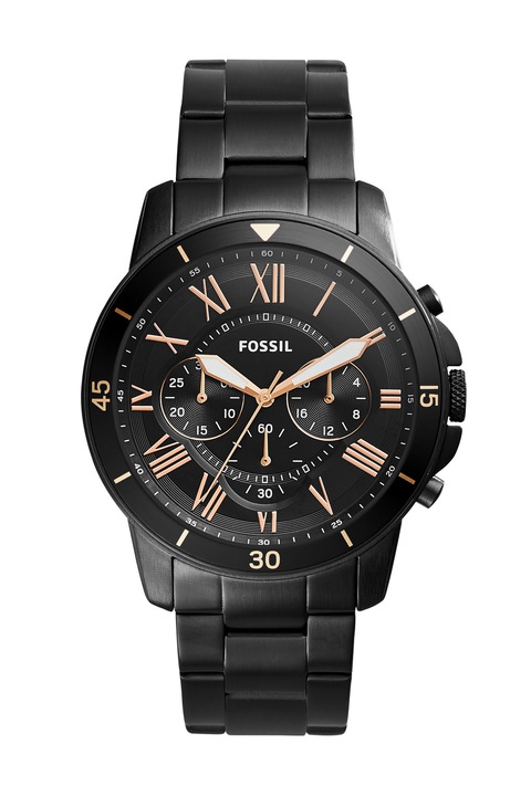 Fossil, Часовник GRANT SPORT с верижка, Черен