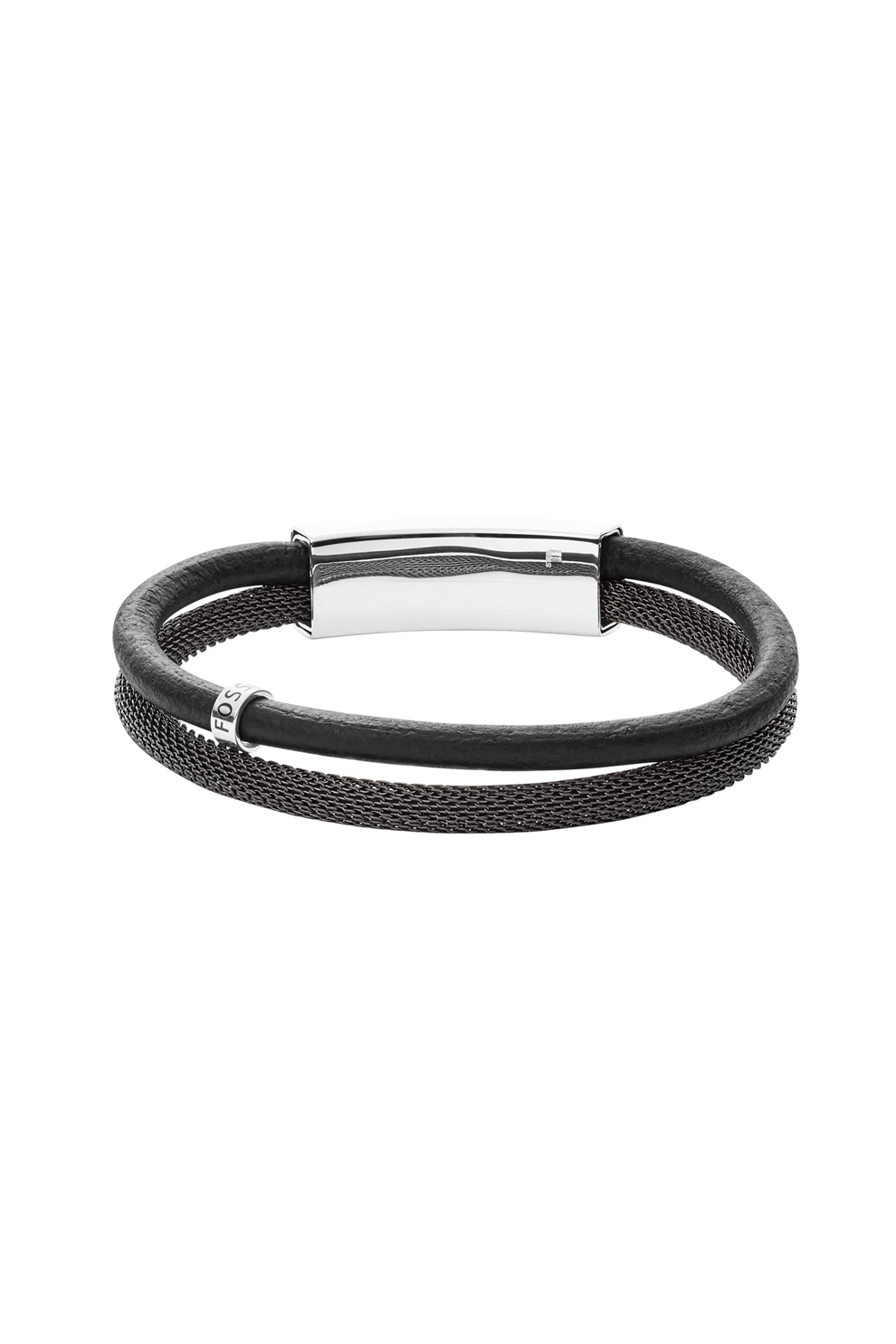 Fossil, Bratara de piele din mai multe siraguri VINTAGE CASUAL, Negru