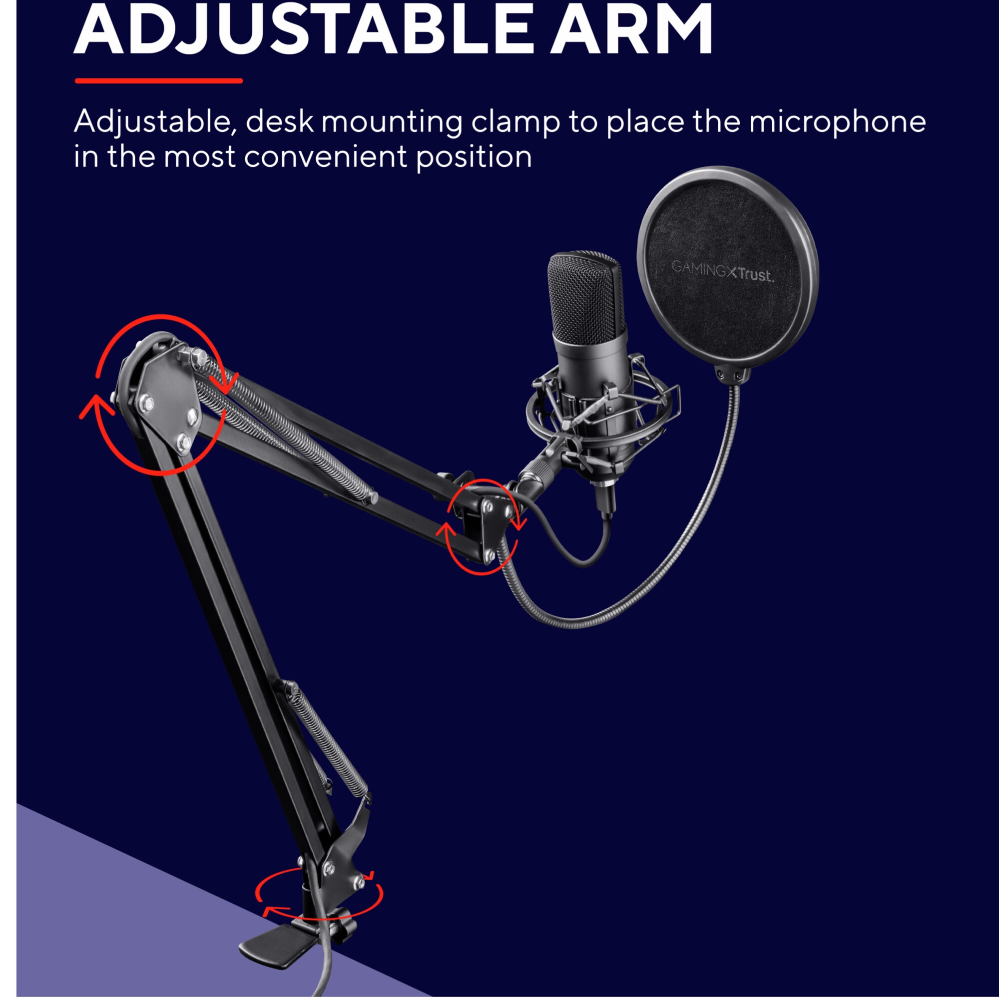 Microfon stand Trust Emita Plus GXT252, cardioid, ajustabil