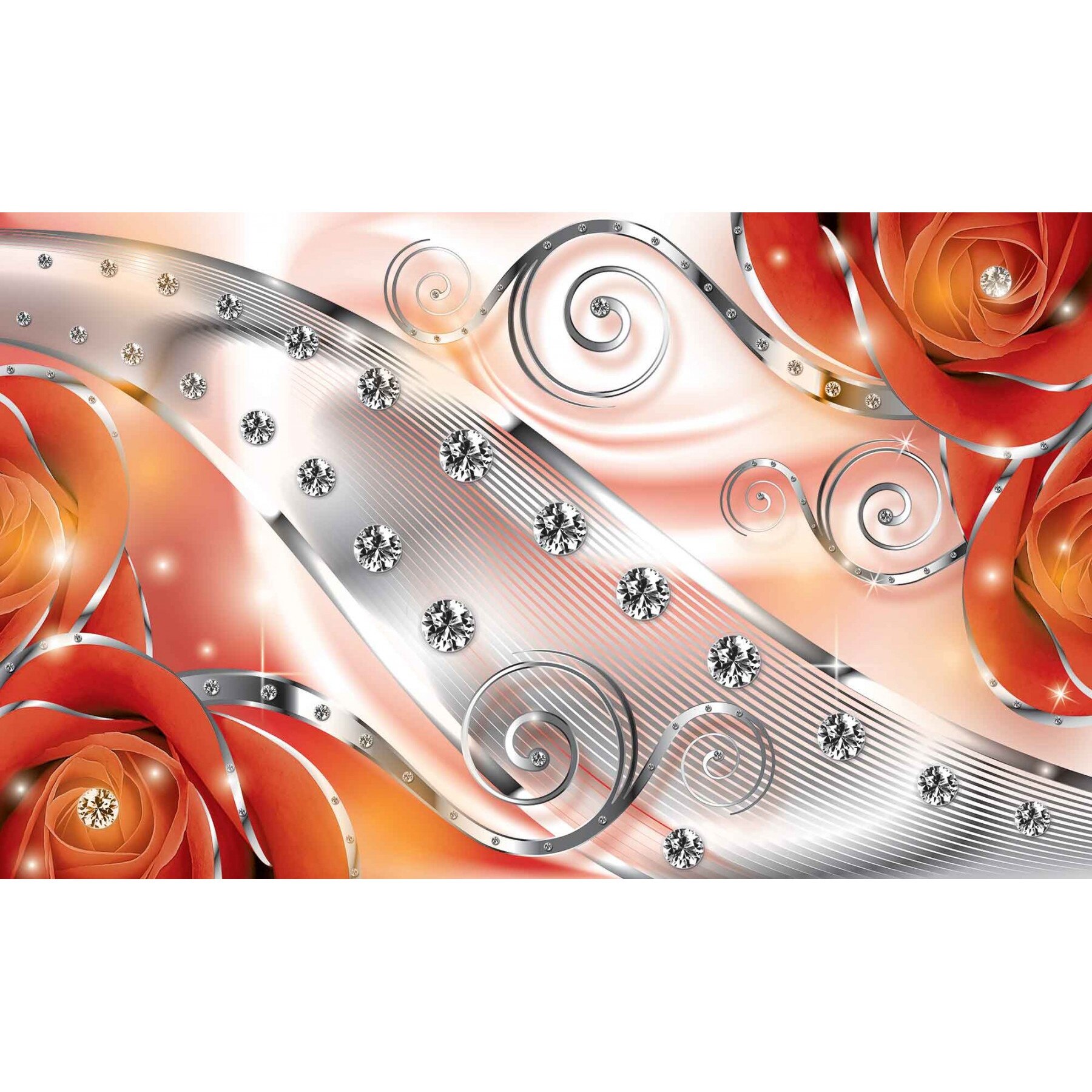 Fototapet DEGRETS 83436 Diamant floral portocaliu 3D 254x368cm