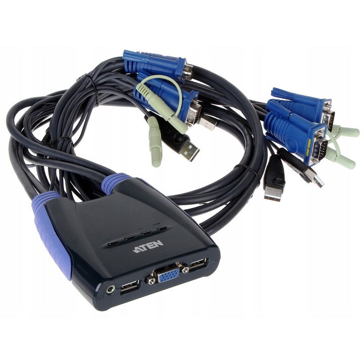 Aten VGA USB 4x1 kapcsoló, fekete, 10.8x9.7x2.7cm