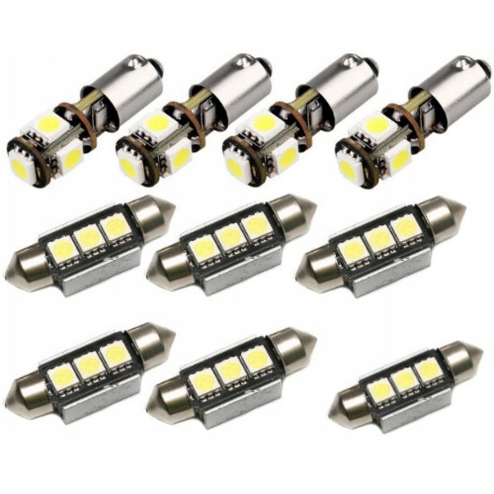 Set becuri LED interior BMW Seria 5 E39 Sedan alb rece 6000K