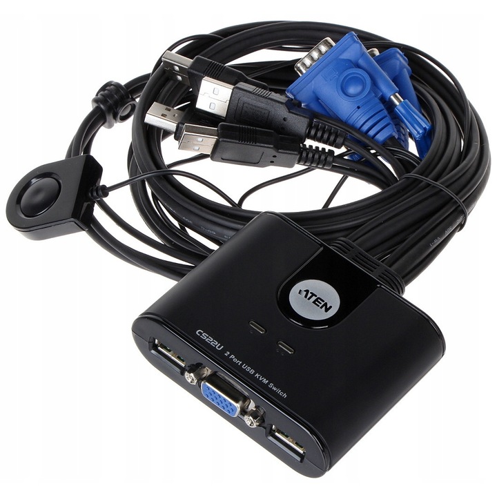 Aten VGA USB kapcsoló, 2 bemenet, 1 kimenet, 84x81x25mm