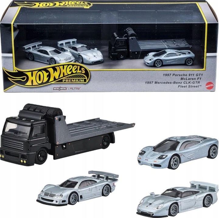 Hot Wheels Premium Holy Trinity dioráma szett, 4 fém autó, többszínű, 1:64