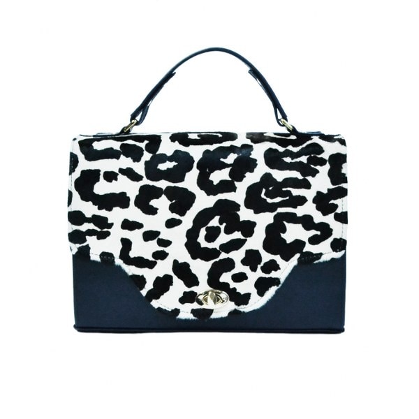 Geanta dama,Zea,piele naturala,blue .blana