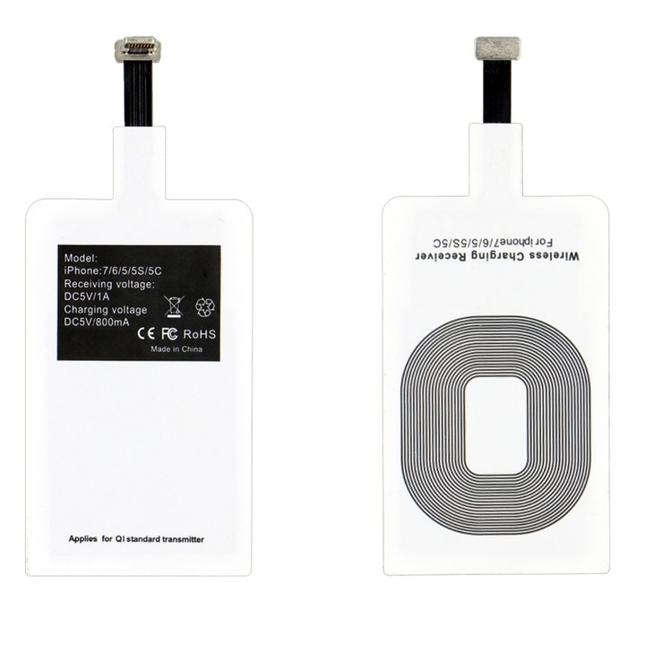 Приемник за безжично зареждане Qi за iPhone, бял