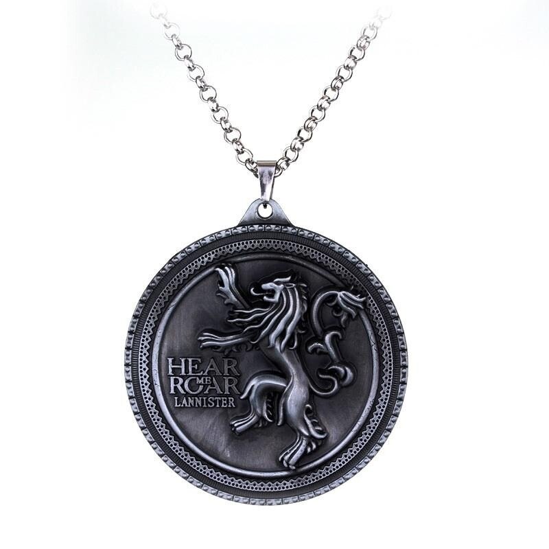 Lantisor Cu Pandantiv Game Of Thrones Lannister Hear Me Roar , Argintiu, Argintiu