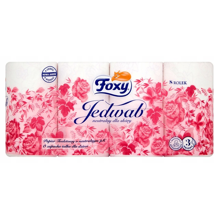 Hartie igienica Foxy Jedwab, 8 role, parfumata, 100% celuloza, 8 role