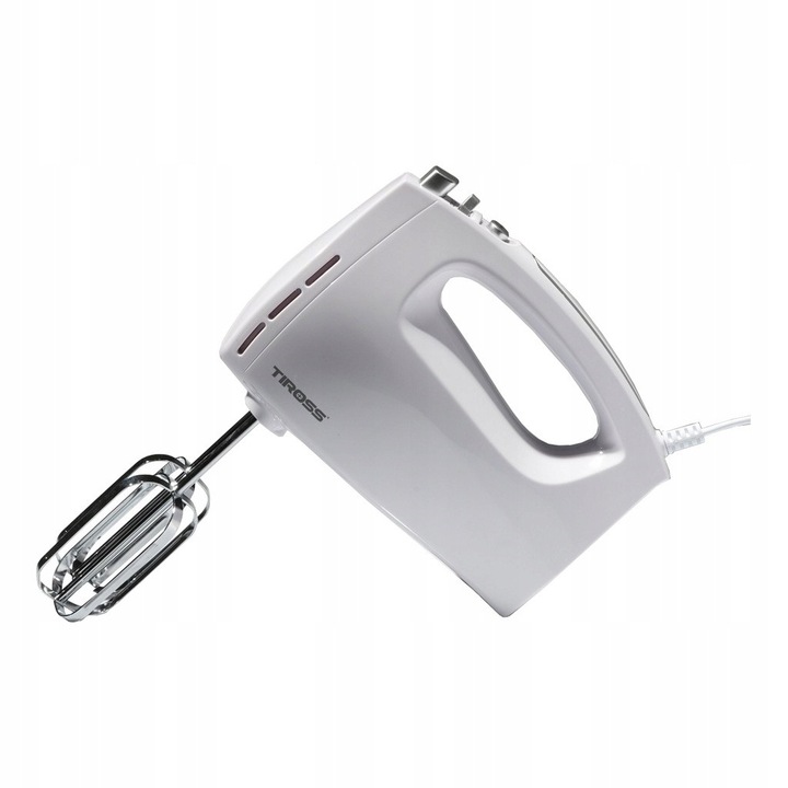 Kézi mixer Tiross, 5 sebességfokozat, turbó, fehér, 300W, 1.3kg
