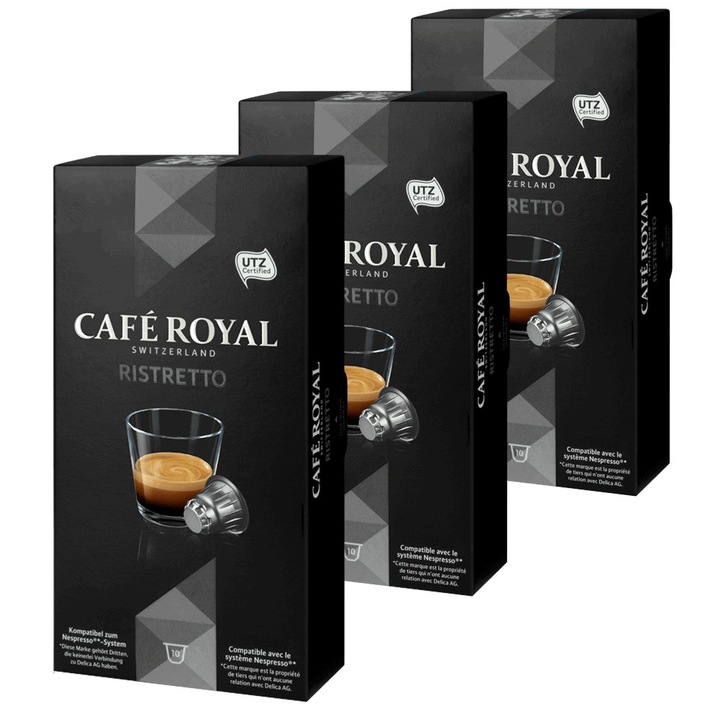Capsule Café Royal Ristretto, 3 x 10 capsule, compatibil Nespresso, 159 grame