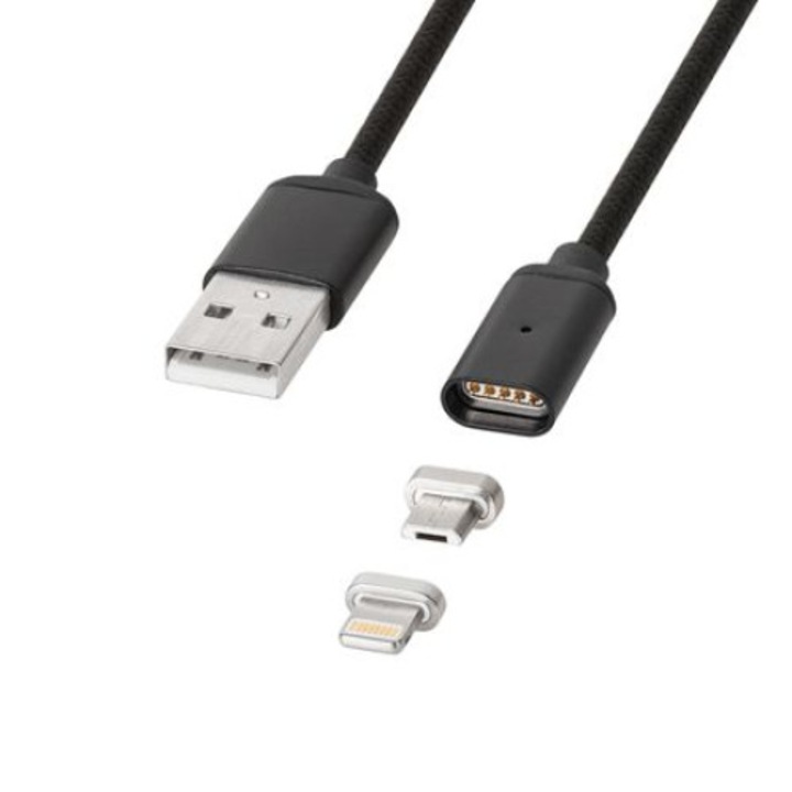 Kruger&Matz 1M mágneses Micro USB / Lightning USB kábel