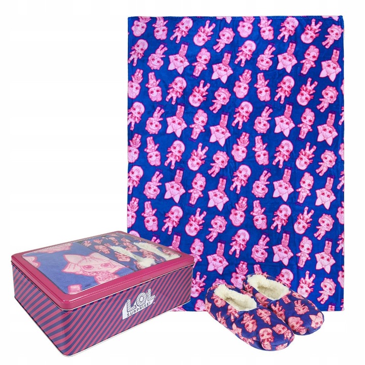 Set patura si papuci copii 140x100cm multicolor 30-35