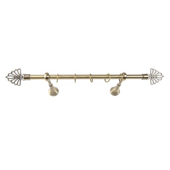 Galerie metalica 160 cm pentru perdele, simpla, model Evantai, grosime 19 mm, auriu antic, accesorii incluse, KIT COMPLET Galerie metalica 160 cm pentru perdele, simpla, model Evantai, grosime 19 mm, auriu antic, accesorii incluse, KIT COMPLET