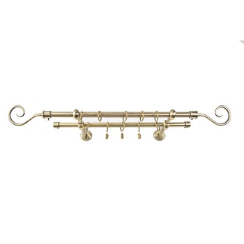 Galerie metalica 160 cm pentru perdele, dubla, model Carlig, grosime 19 mm, auriu antic, accesorii incluse, KIT COMPLET Galerie metalica 160 cm pentru perdele, dubla, model Carlig, grosime 19 mm, auriu antic, accesorii incluse, KIT COMPLET
