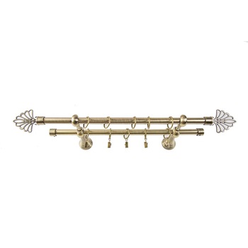 Galerie metalica 120 cm pentru perdele, dubla, model Evantai, grosime 19 mm, auriu antic, accesorii incluse, KIT COMPLET Galerie metalica 120 cm pentru perdele, dubla, model Evantai, grosime 19 mm, auriu antic, accesorii incluse, KIT COMPLET