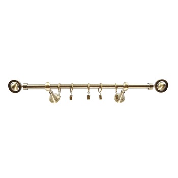Galerie metalica 120 cm pentru perdele, simpla, model Seti, grosime 19 mm, auriu antic, accesorii incluse, KIT COMPLET Galerie metalica 120 cm pentru perdele, simpla, model Seti, grosime 19 mm, auriu antic, accesorii incluse, KIT COMPLET