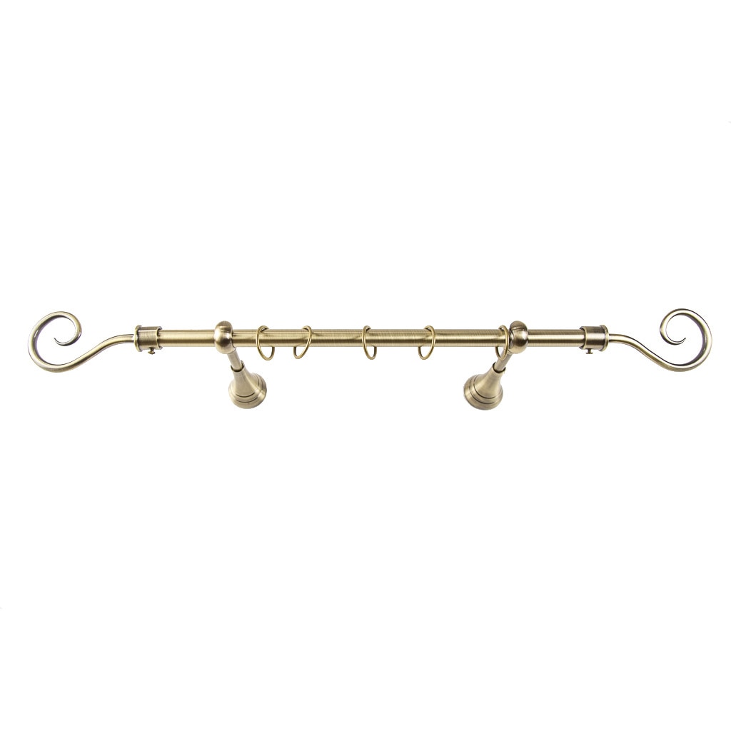 Galerie metalica 200 cm pentru perdele, simpla, model Carlig, grosime 19 mm, auriu antic, accesorii incluse, KIT COMPLET