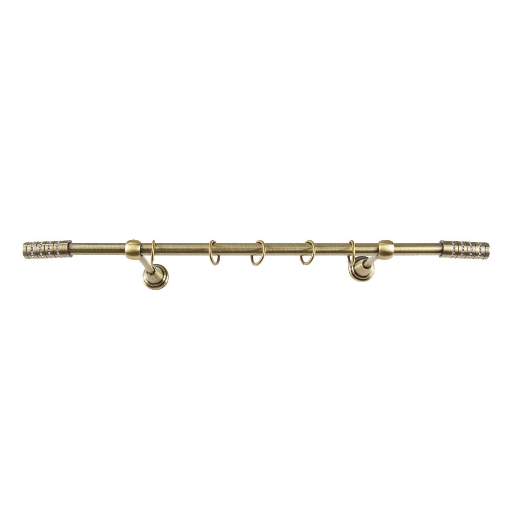 Galerie metalica 200 cm pentru perdele, simpla, model Tub Briliant, grosime 19 mm, auriu antic, accesorii incluse, KIT COMPLET