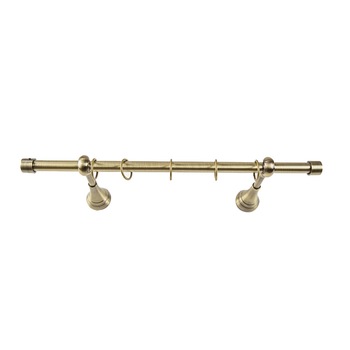 Galerie metalica 160 cm pentru perdele, simpla, model Dop, grosime 19 mm, auriu antic, accesorii incluse, KIT COMPLET Galerie metalica 160 cm pentru perdele, simpla, model Dop, grosime 19 mm, auriu antic, accesorii incluse, KIT COMPLET