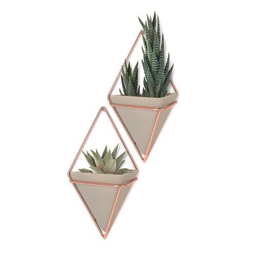 Set 2 vaze perete Umbra Trigg cupru, rasina beton