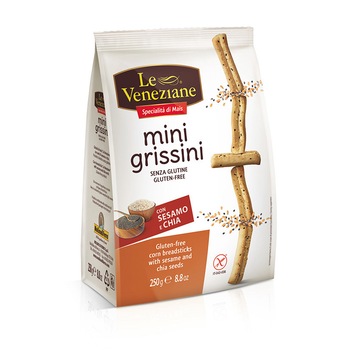 Mini grissini cu susan si chia 250g Leveneziane Mini grissini cu susan si chia 250g Leveneziane