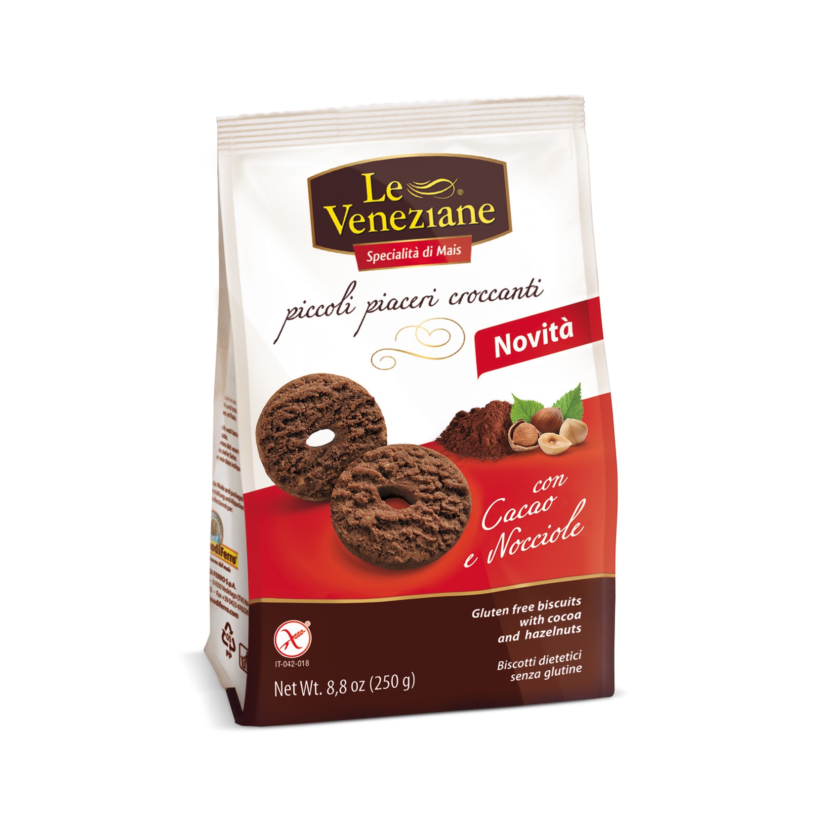 Biscuiti cu cacao si alune Fara Gluten 250g LEVENEZIANE
