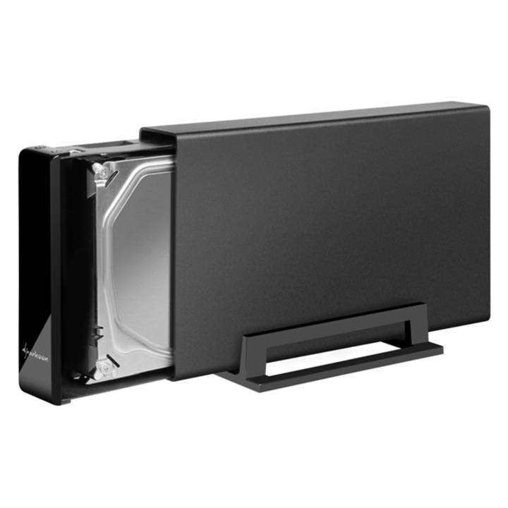 Sharkoon Swift Case Pro U3 Külső HDD Ház, 3.5", Sata HDD - USB 3.0 aluminium, Fekete