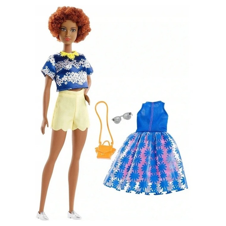 Papusa Barbie Fashionistas Daisy, set cu tinuta si accesorii, albastru