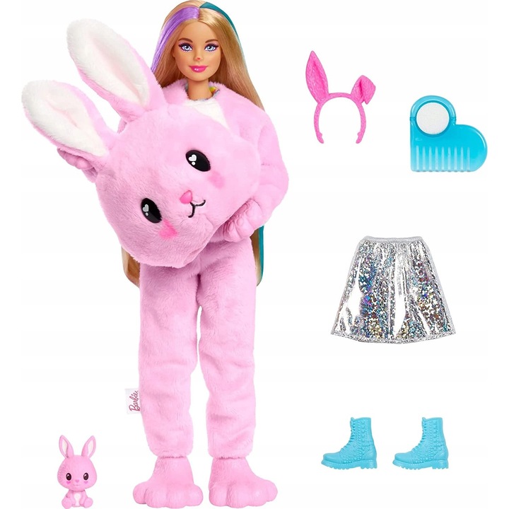 Papusa Barbie Cutie Reveal, costum iepuras, accesorii, multicolor, 3-7 ani