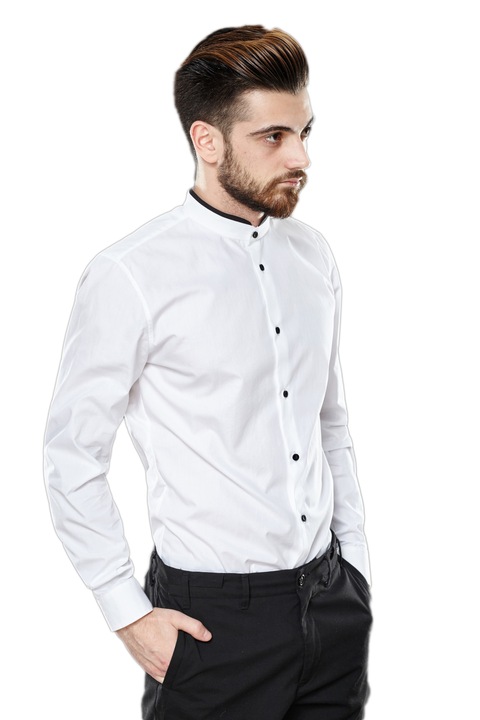 Camasa alba cu guler tunica, Dragos Prioteasa, Alb