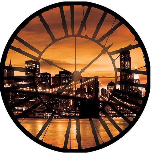 Fototapet DEGRETS 83696 Ceasuri Apus in New York 208x208cm Vlies