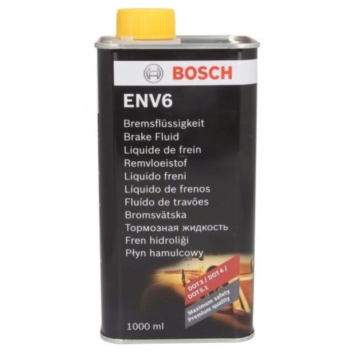 Lichid frana Bosch DOT 3 4 5.1 galben 1L 90x73x173mm