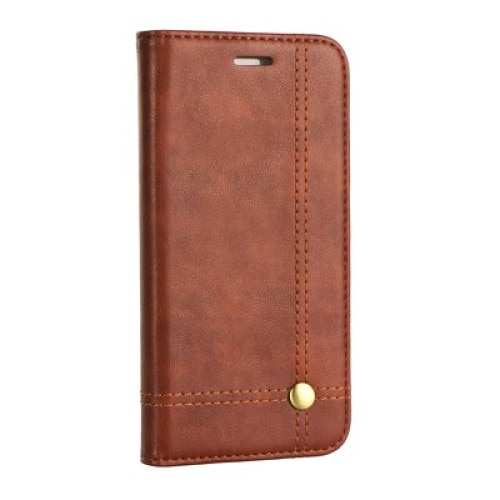 Husa protectie PRESTIGE pentru iPhone X, piele, inchidere magentica, flip orizontal. Maro