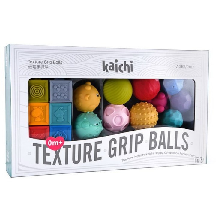 Сензорен комплект Kaichi, цветни топки и кубчета, животни, 52.5x30.5x9см