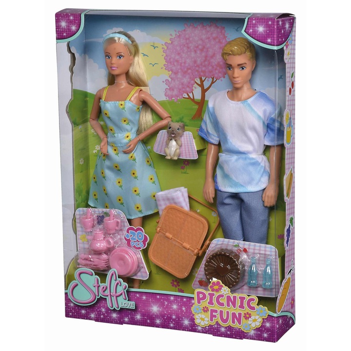 Set papusi Simba Steffi si Kevin picnic accesorii multicolor