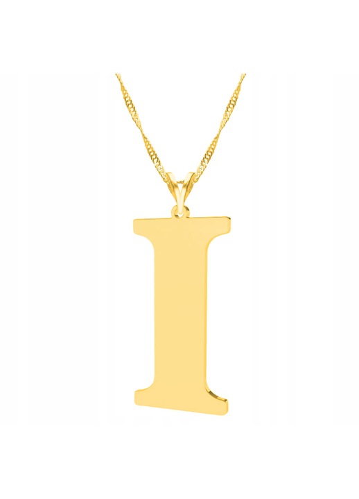 Colier Larezo, litera I, argint 925, aur 24K, 47x3cm, auriu