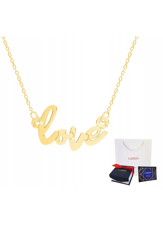 Colier Larezo Love Milosc aur 24K argint 925 42x3cm