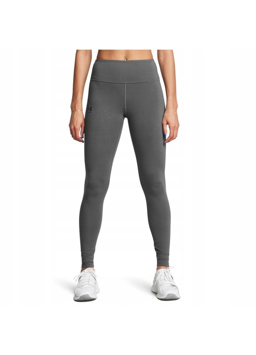 Under Armour, памучен клин с висока талия, втален, вътрешен джоб, модел Campus Legging 1386482-025 H42W879FL3WTBY, сив