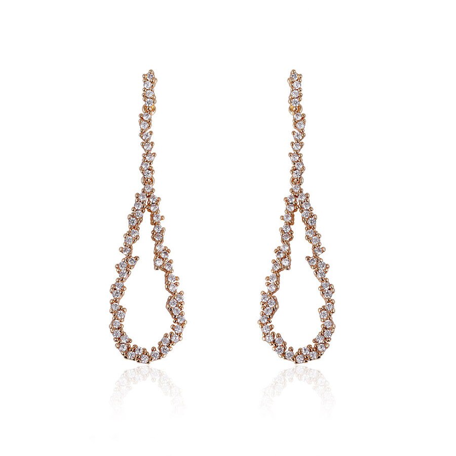 Cercei placati cu aur Long Swiss Diamond