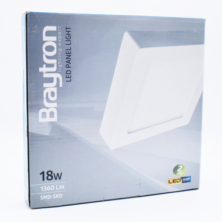 SMD LED felvitele 18W négyzet, 1360 lm, IP20, hideg fény (6500K), 220x220mm, fehér, Braytron