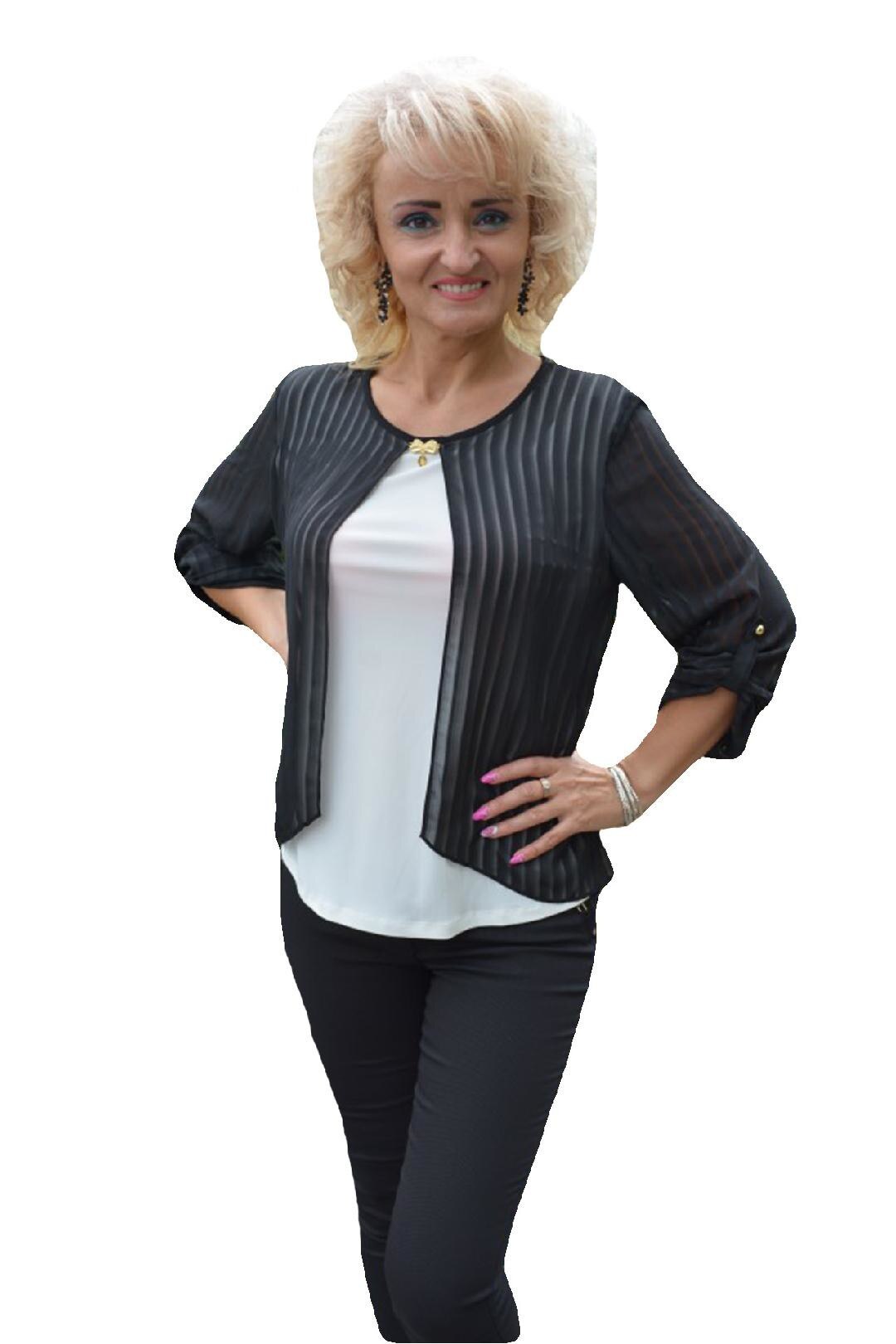 Bluza tinereasca de primavara-vara, masura mare,D&J Exclusive, Alb/Negru
