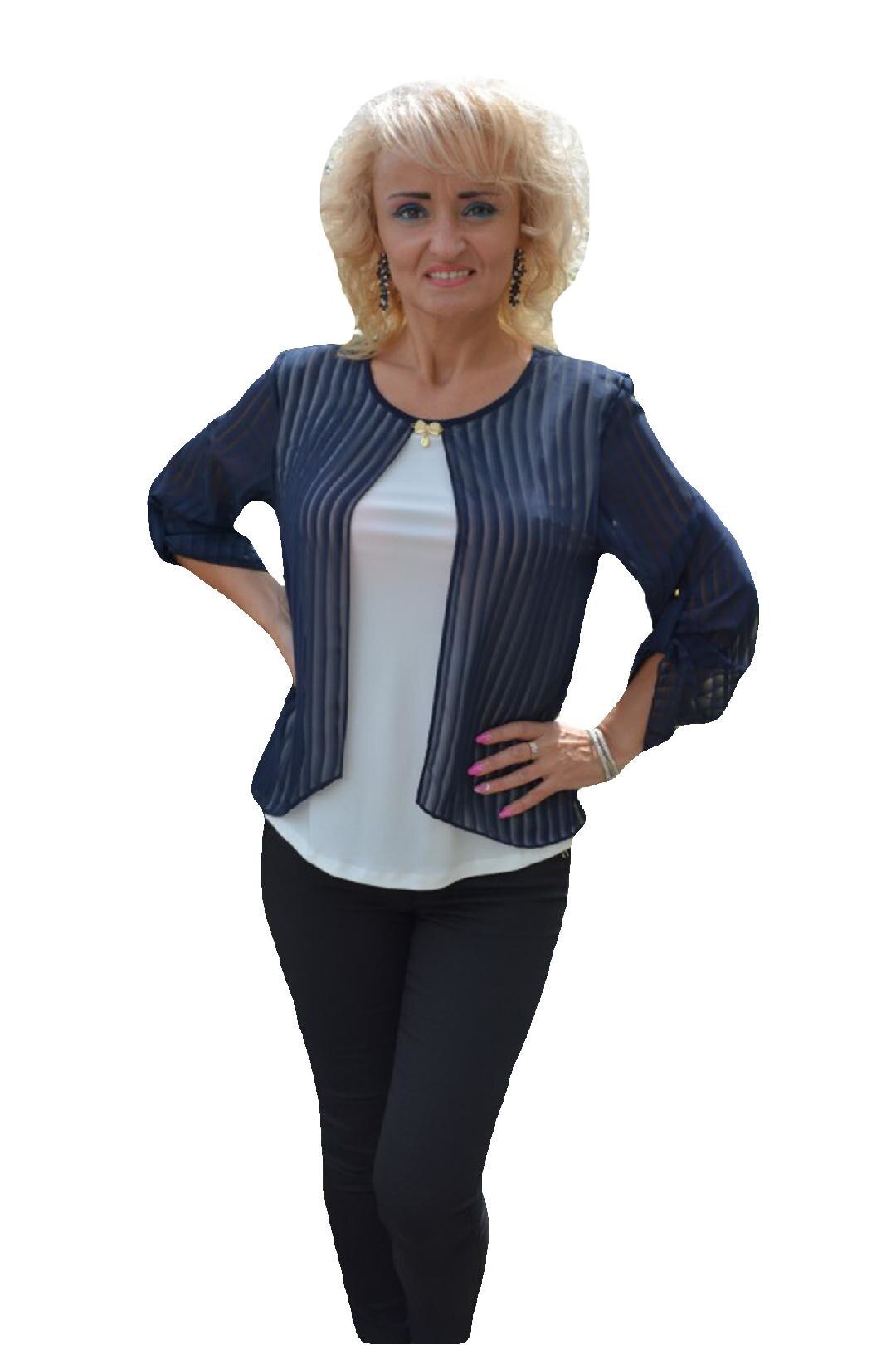 Bluza tinereasca de primavara-vara, masura mare,D&J Exclusive, Bleumarin/Alb