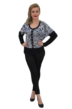 Bluza cu maneca lunga, pe laterale cu snur , D&J Exclusive, Negru-Gri Bluza cu maneca lunga, pe laterale cu snur , D&J Exclusive, Negru-Gri