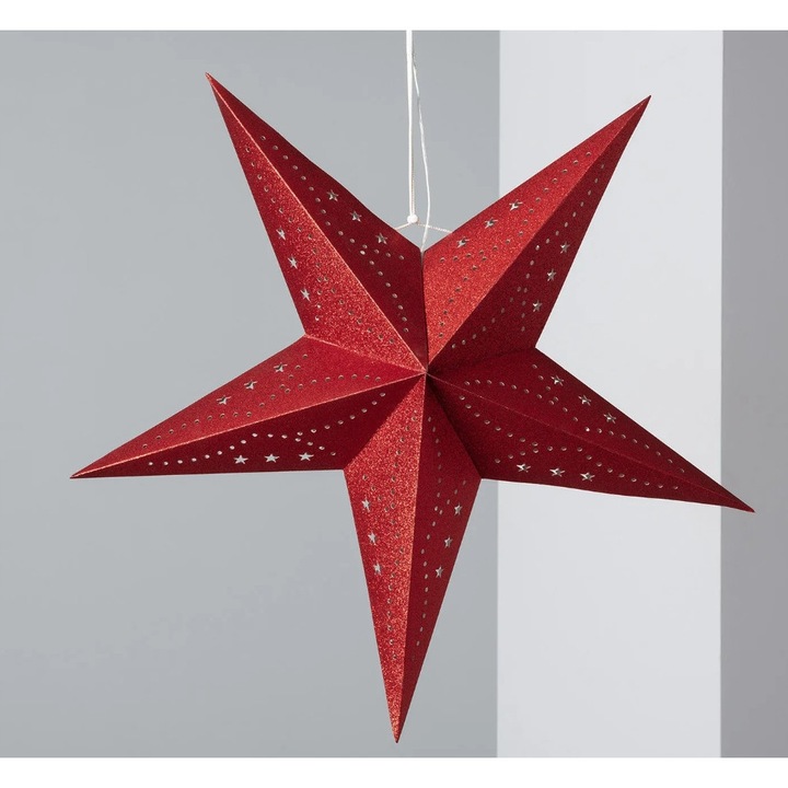 Stea carton LED 60cm rosu decorativa lumina calda interior