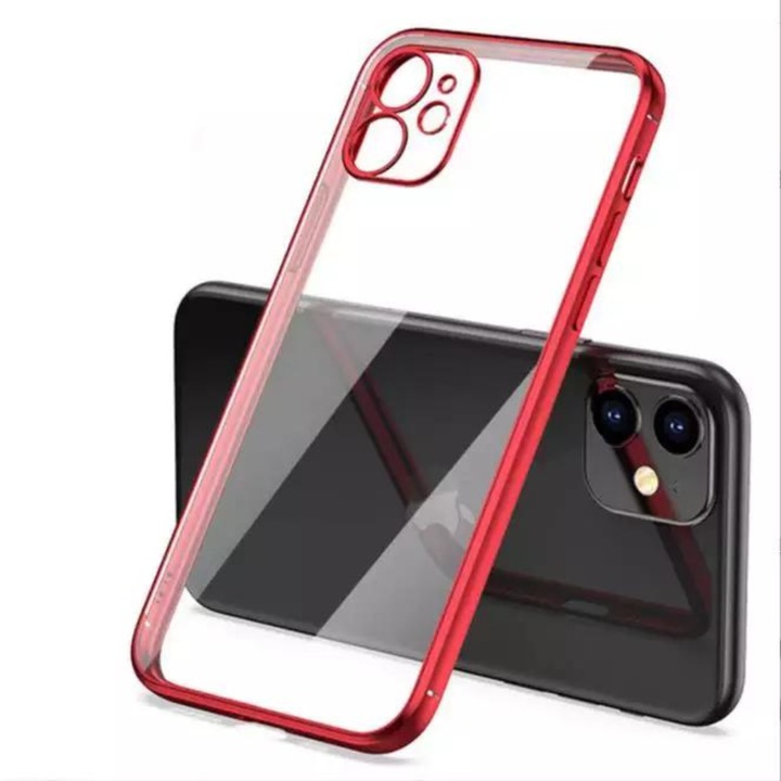 Husa Luxury with Colored Edges for iPhone 11 Pro Max, Red