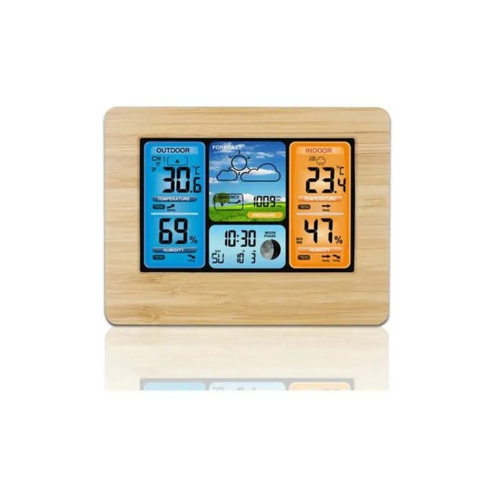 Statie meteo wireless galbena 9.3x5.8x4cm interior