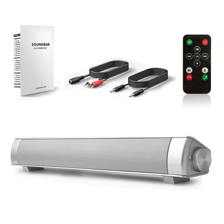 Boxa Soundbar Bluetooth, 360 surround, negru, 40x5x6cm, telecomanda, microfon integrat